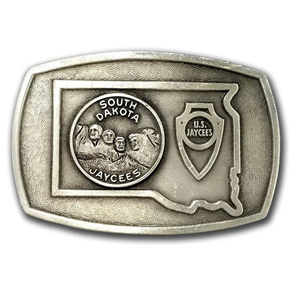 Vintage Belt Buckle‎ South Dakota Jaycees Mt. Rushmore USA Made Fine Pewter Gift